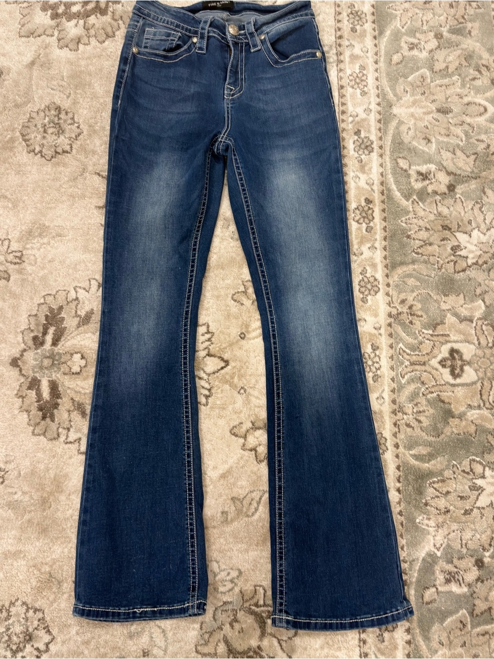 Mid-Rise Dark Blue Flare Jeans for Women